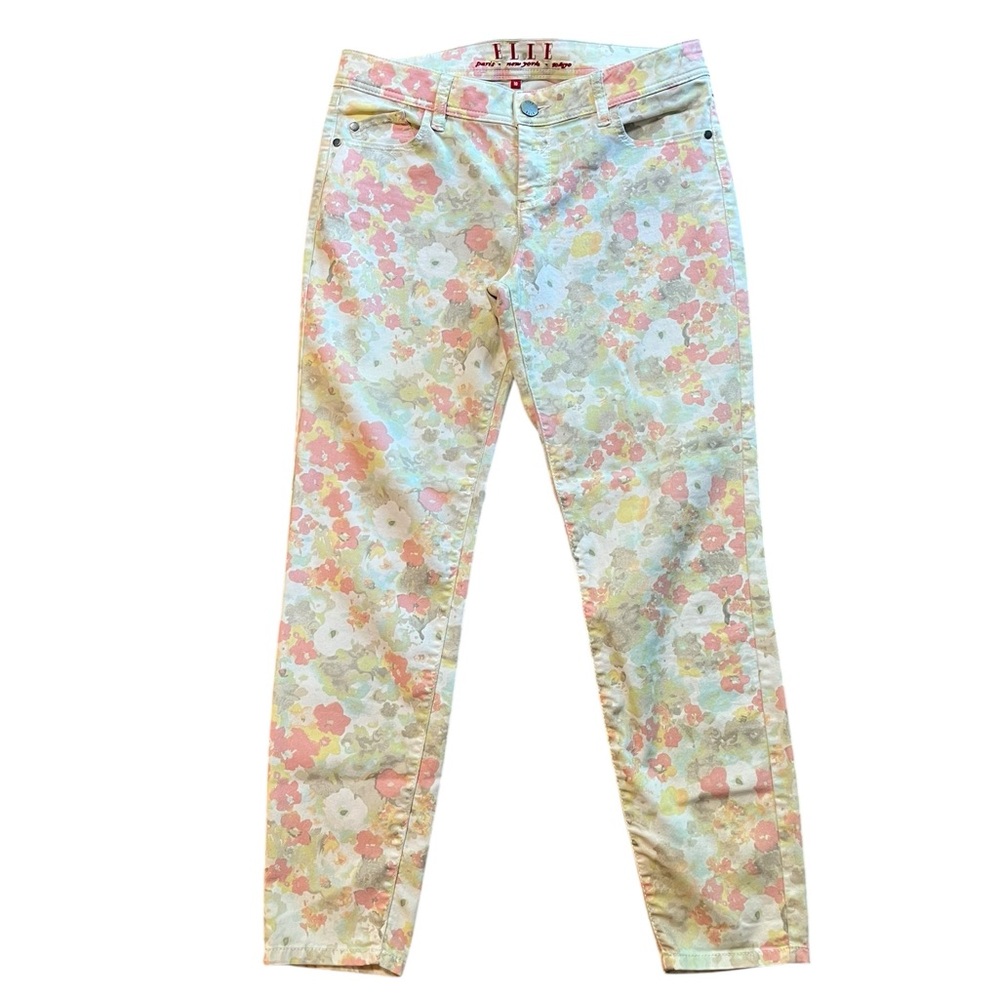 Elle women’s size 10 Floral Skinny Jeans - Multicolor